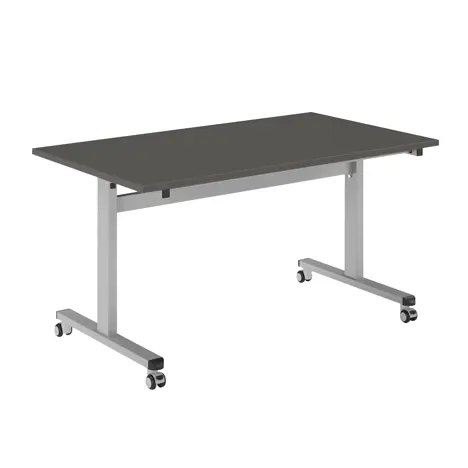 Pro Flip Rectangular Table - W1400 x D800 x H725mm - Silver Legs - Onyx Grey